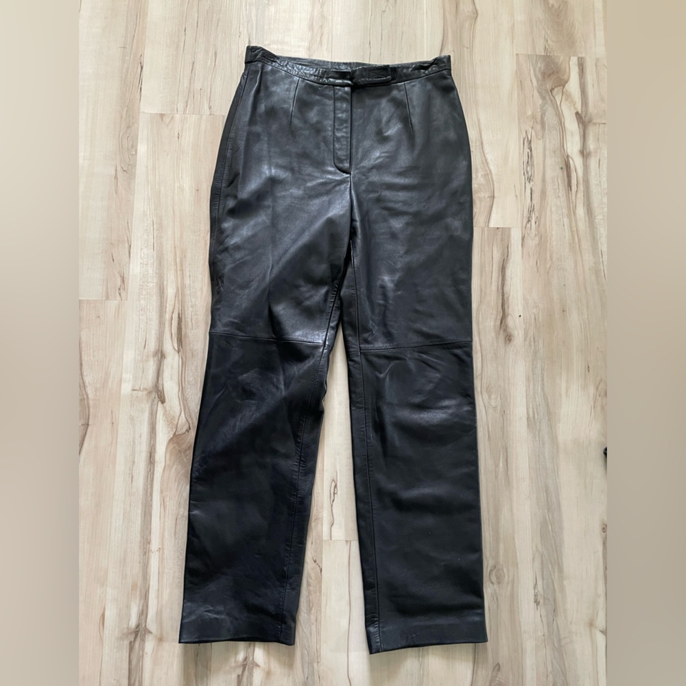 Vintage 80's Soft Black Leather Size 12 Tapered Pants